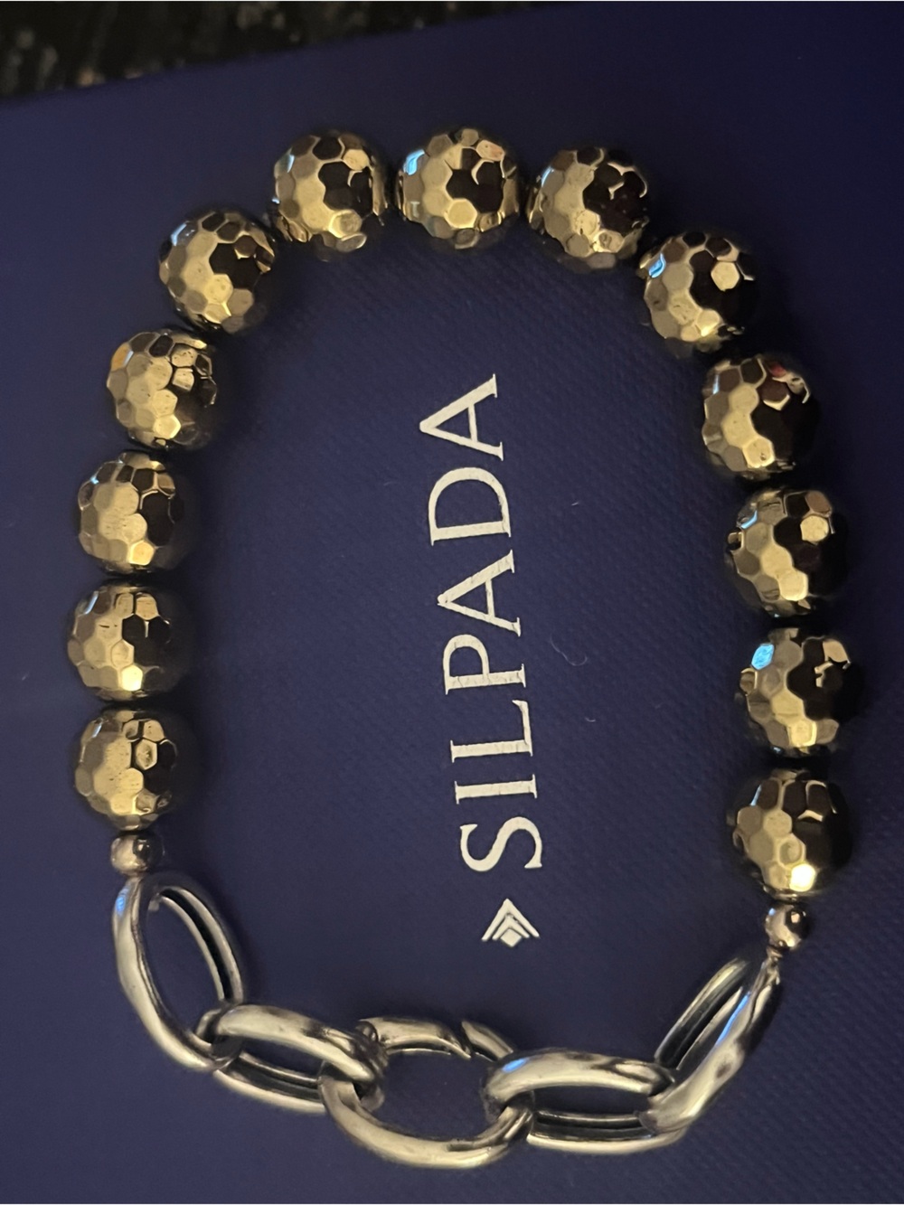 Sterling Silver Chain Link Stretch Bracelet 925 Mark - Picture 3 of 4
